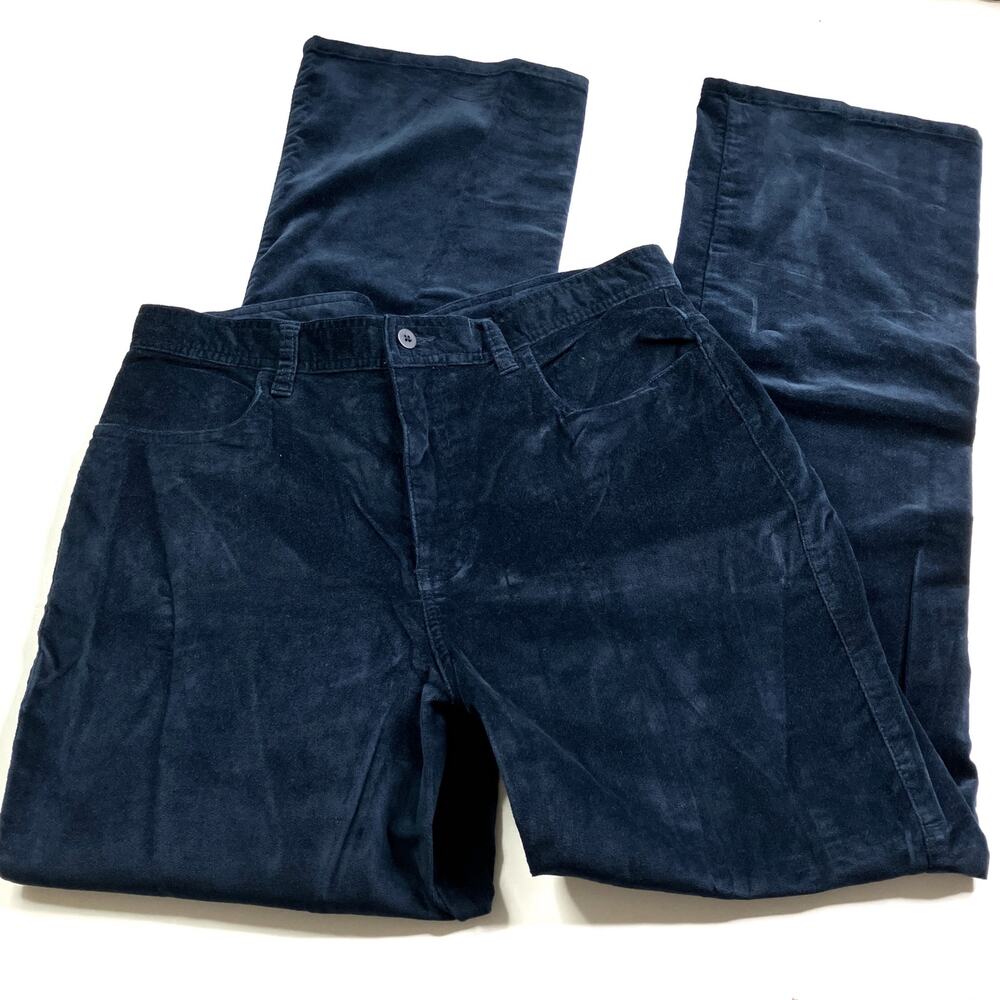 Willi Smith Stretch Dark Blue Velveteen Straight Leg Pants 98% Cotton Womens 14